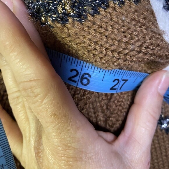Vtg 90s Sweater Alexa Grace Womens Large Wool Blend Metallic Grandma Core Brown - Picture 7 of 8
